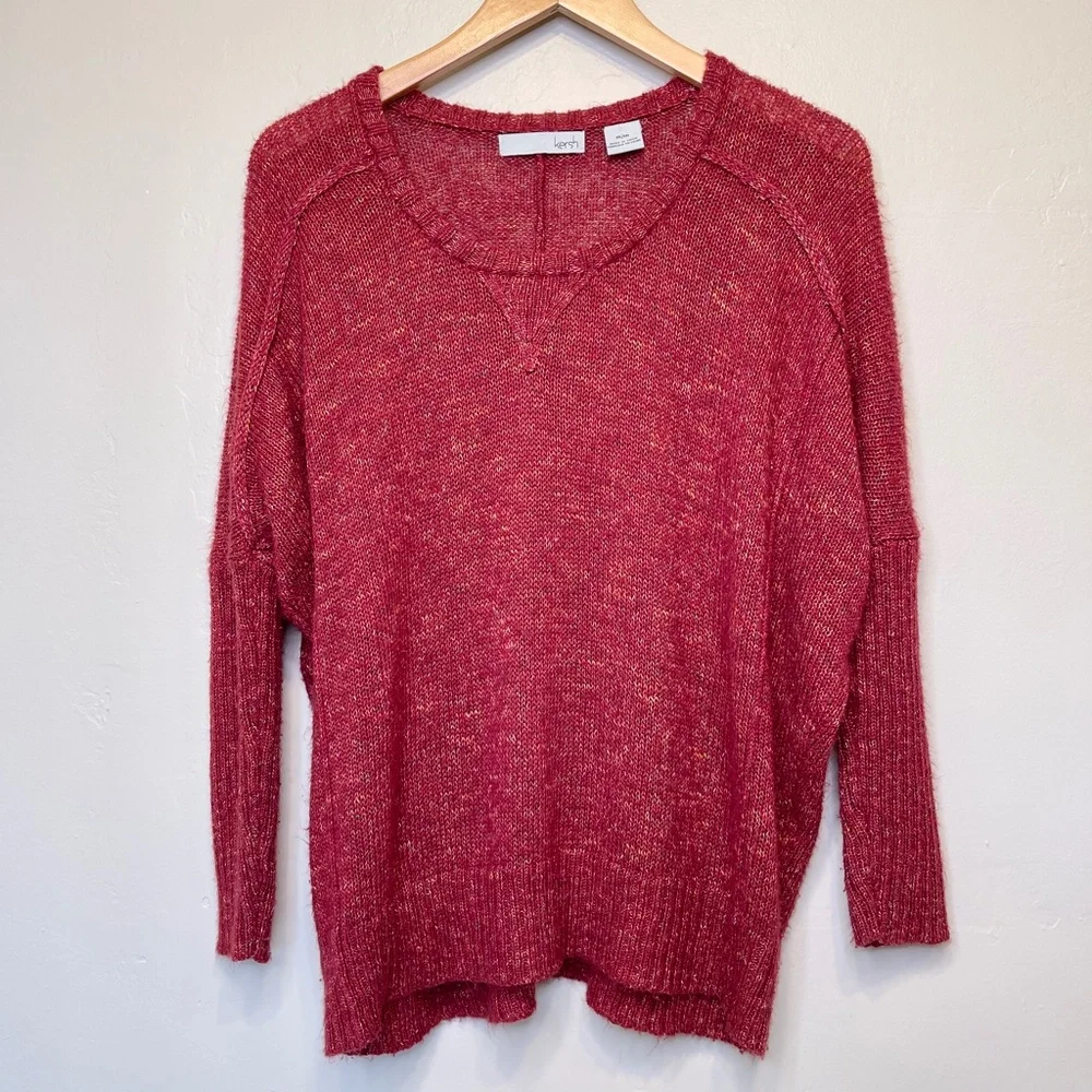 Kersh | Crew Neck Long Sleeve Exposed Seams Chunky VSCO Knit Sweater